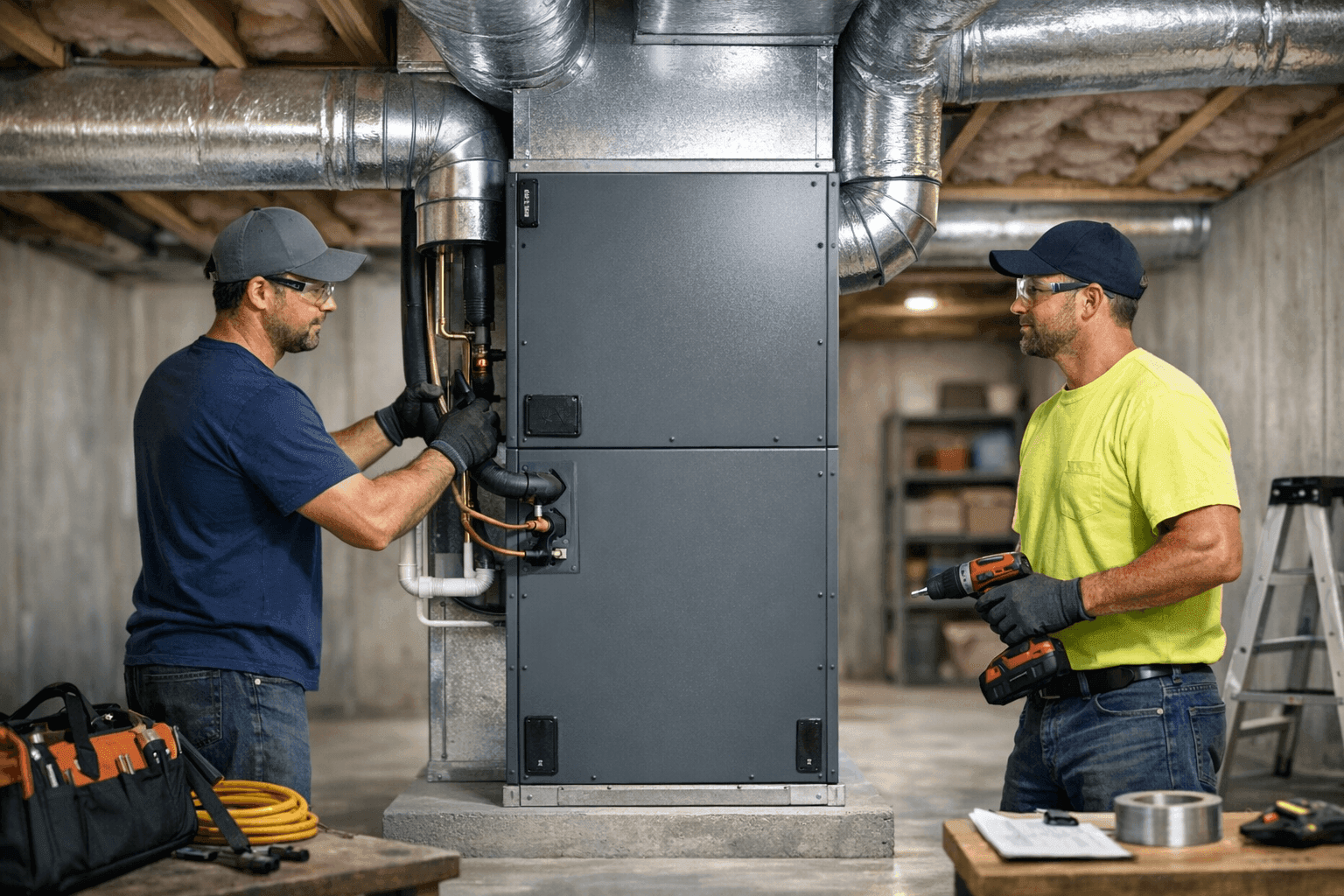 Modern HVAC unit installed in a renovated older home