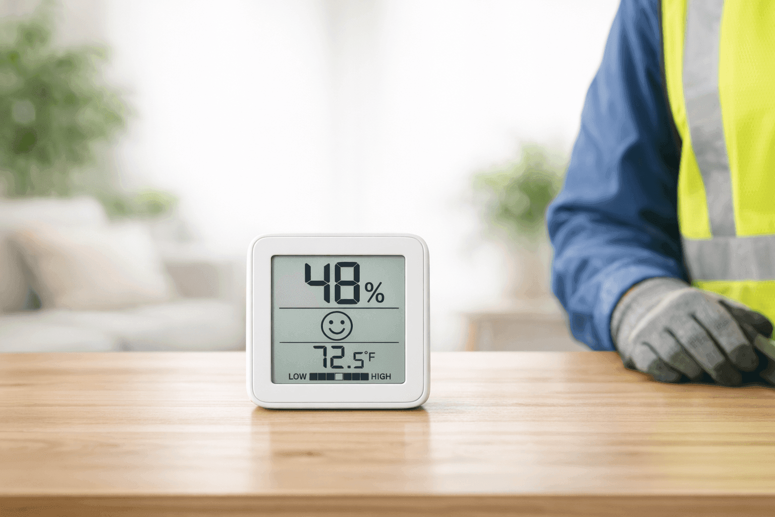 Humidity monitor showing optimal indoor levels